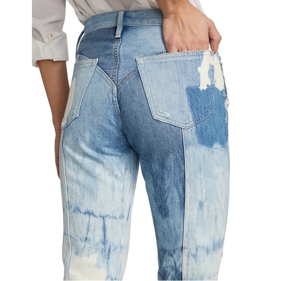 NWT FRAME 90s High Rise Acid Wash Denim Ankle Crop Raw Hem Straight Leg Jeans 25 - Picture 10 of 14